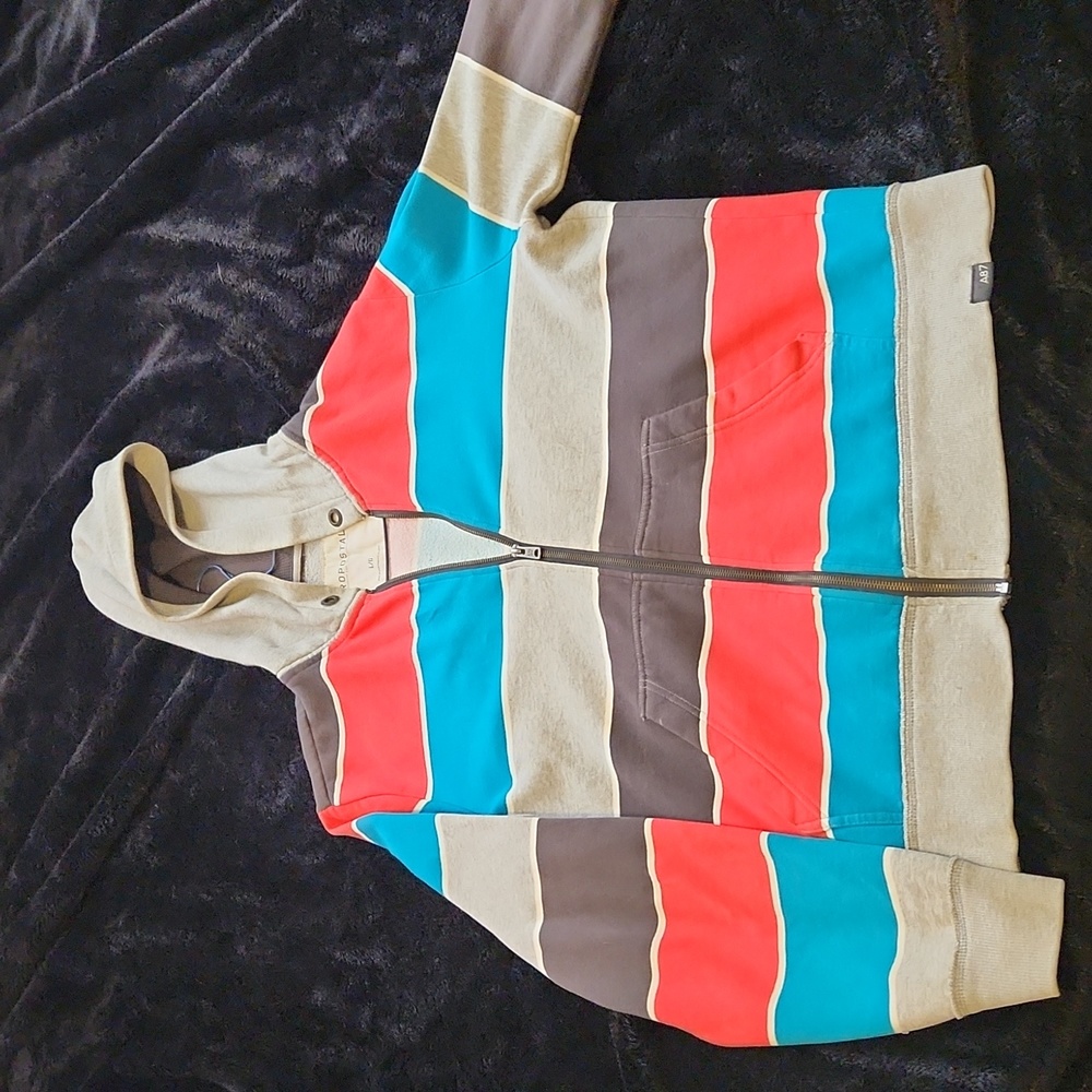 Aeropostale Full Zip Stripe Hoodie Sweater Vintage